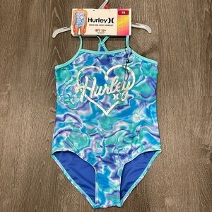 Hurley Swimsuit Girls Youth Size 7/8 or 10/12 One-Piece Water Color UPF 50+